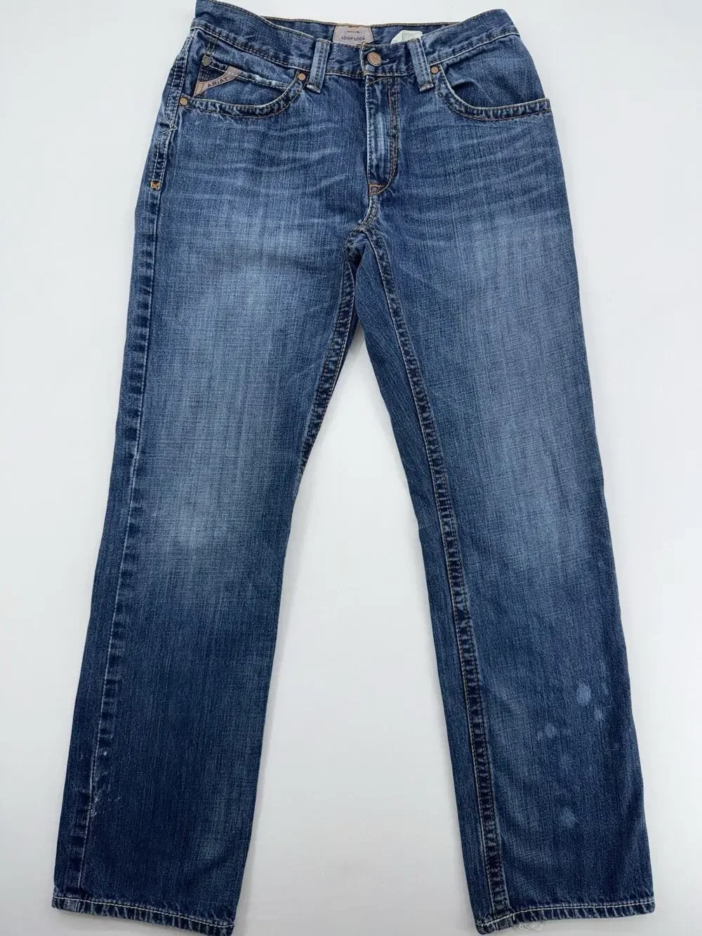 Ariat Men's Relaxed Fit Straight Leg Blue Denim Jeans, Medium Wash 31/34